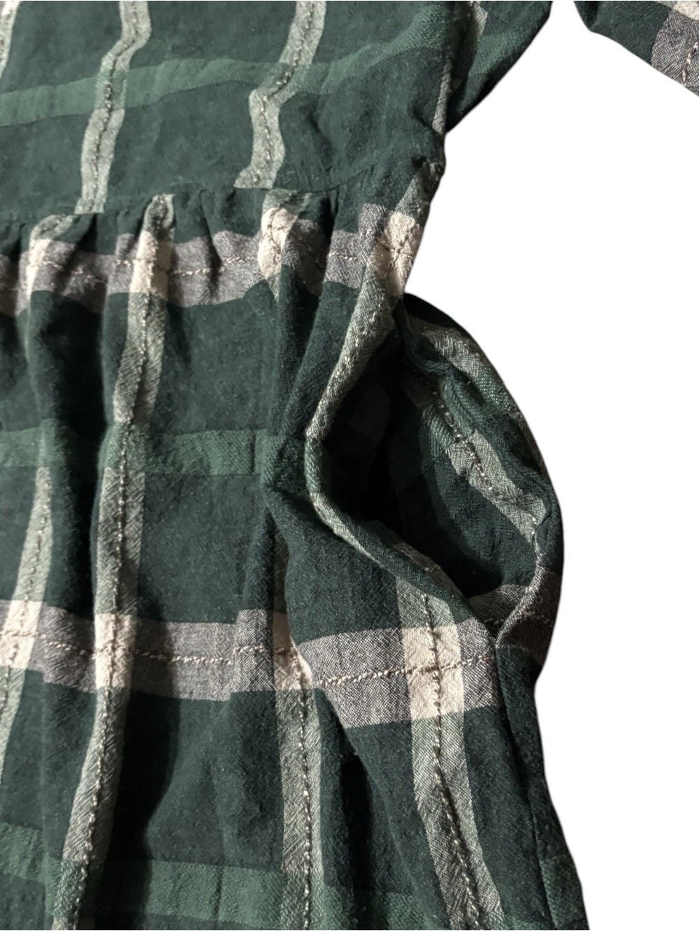 Polagram 3XL Green Windowpane Plaid Cotton Dress | Cottagecore | Pockets - Picture 9 of 13
